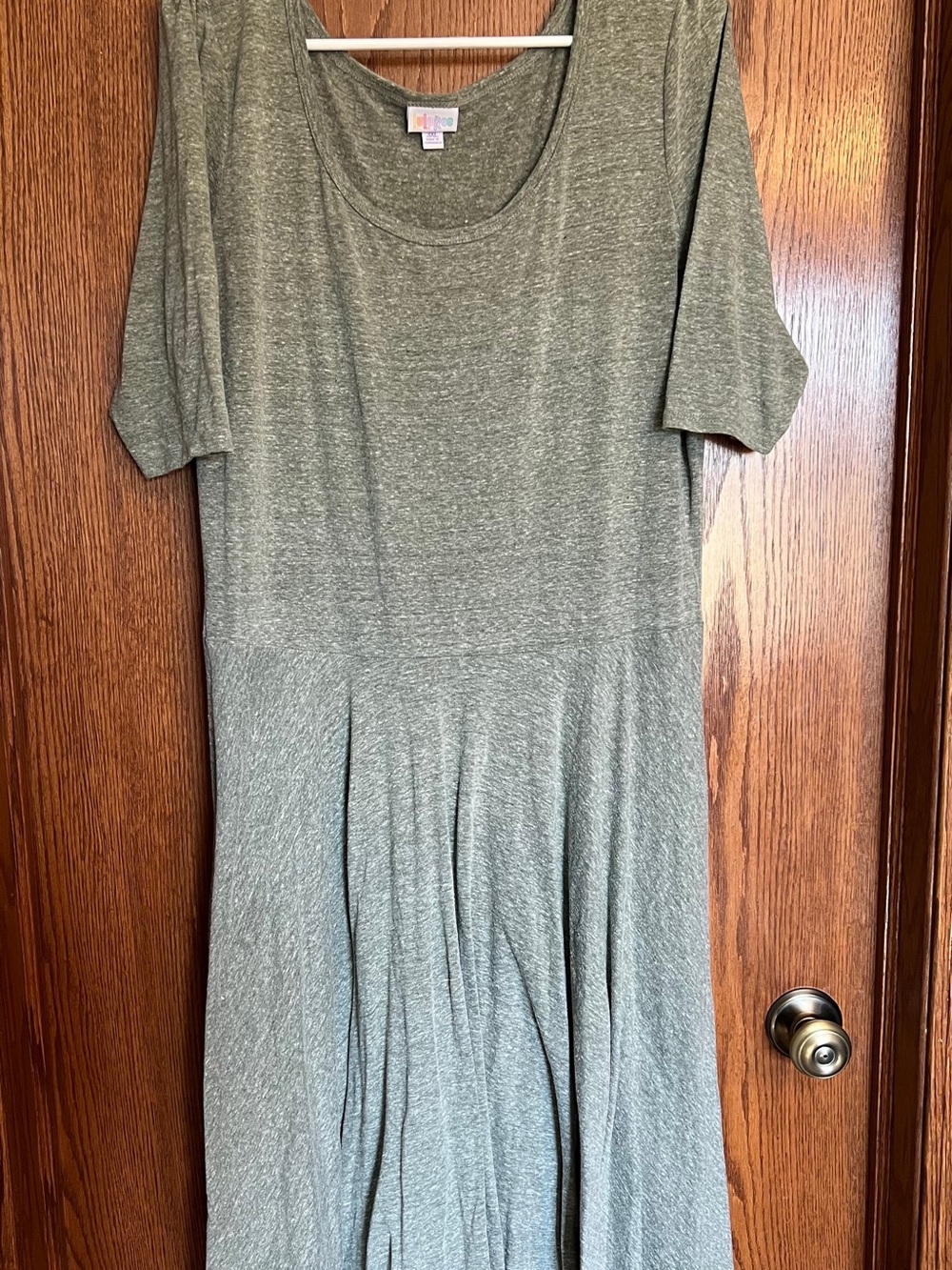 LuLaRoe Heathered Olive Midi Scoop Neck Dress